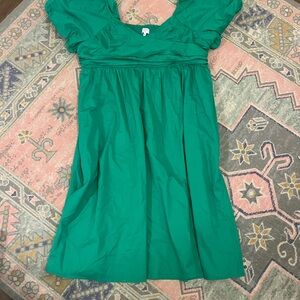 Crown & Ivy Green Sundress with Puff Cap Sleeves
